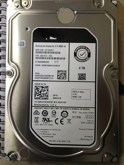 DELL 4T SATA 7.2K ST4000NM0265 0MWHY9 MWHY9 Server Hard Drive