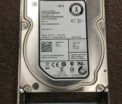 DELL EqualLogic SAS 2TB Hard Drive 0T7F78 ST2000NM0023EQ for Storage Disks