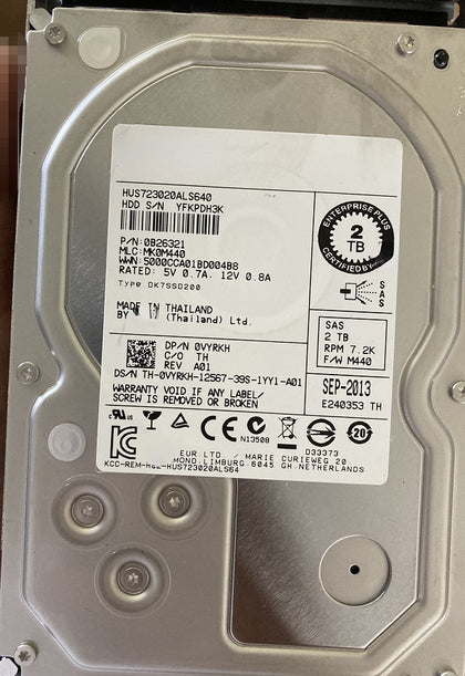 DELL/Hitachi HUS723020ALS640 2T SAS Server Hard Drive DELL VYRKH