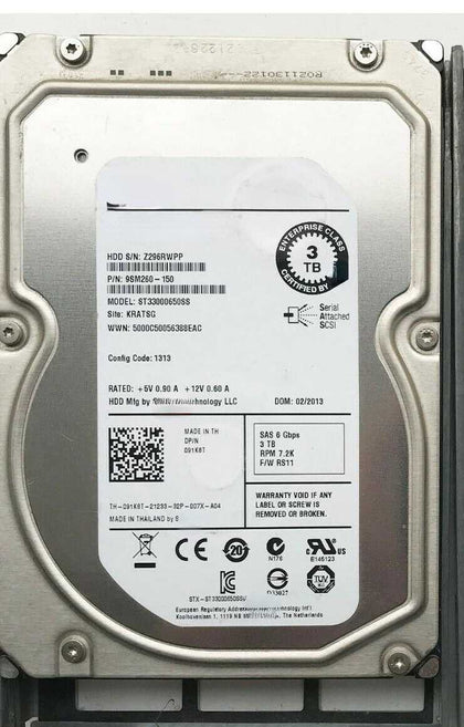 DELL MD1200 R520 R410 Server Hard Drive ST33000650SS 3TB SAS 3.5