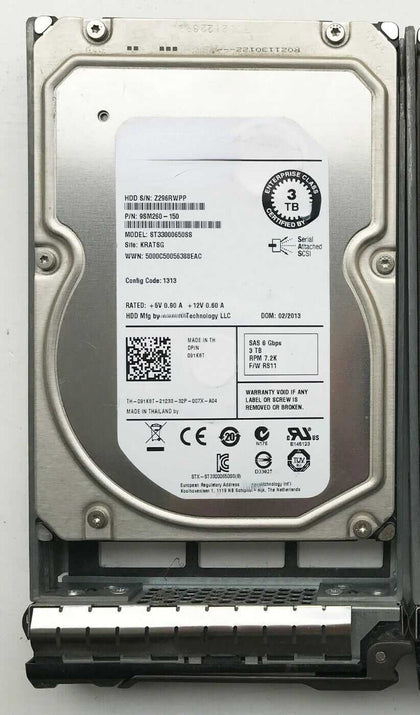 DELL R410 R710 R420 R720 Server Hard Drive 3TB 3.5 SAS ST33000650SS