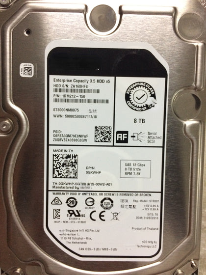 DELL R430 R440 R530 R540 Server Hard Drive 8T 7.2K 3.5 SAS 12G