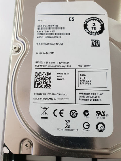 DELL R520 R620 R720 R630 R730 R740 Hard Drive 2T 2TB 7.2K SATA 3.5