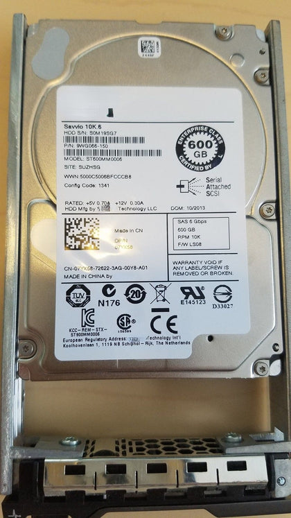 DELL ST600MM0006 600G 2.5 10K SAS 7YX58 07YX58 Server Hard Drive