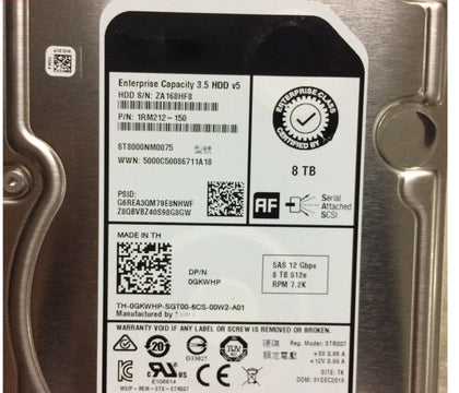 DELL ST8000NM0075 V5 Series 8TB 7.2K 256M SAS 0GKWHP Enterprise Hard Drive