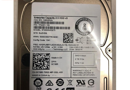 Dell 0XY986 2TB 7.2K SAS 12GB 128MB 2.5