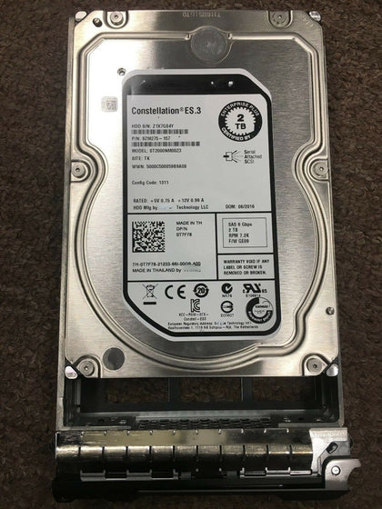 Dell 2T SAS 7.2K 3.5 EQ 0T7F78 ST2000NM0023 Storage Hard Drives In Stock