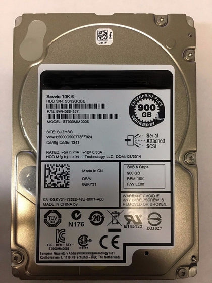 Dell EqualLogic 0GKY31 0FR83F 900G 10K SAS 2.5 005J9P EQ Hard Drive