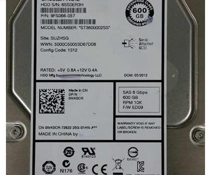 Dell SAS EQ Storage Hard Drive 600GB 3.5 ST3600002SS 10K 9FS066-057