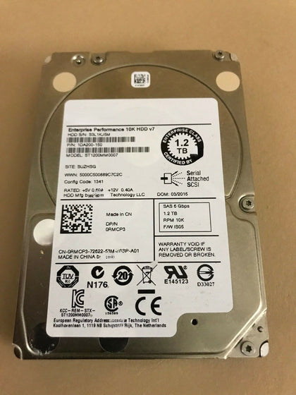 Dell ST1200MM0007 V7 0RMCP3 RMCP3 Hard Drive 1.2TB 10K SAS 2.5 6Gb
