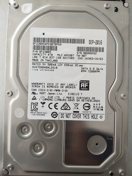 HGST/Hitachi 4T HUS726040ALE610 128M Enterprise Server Hard Drive 7K6000