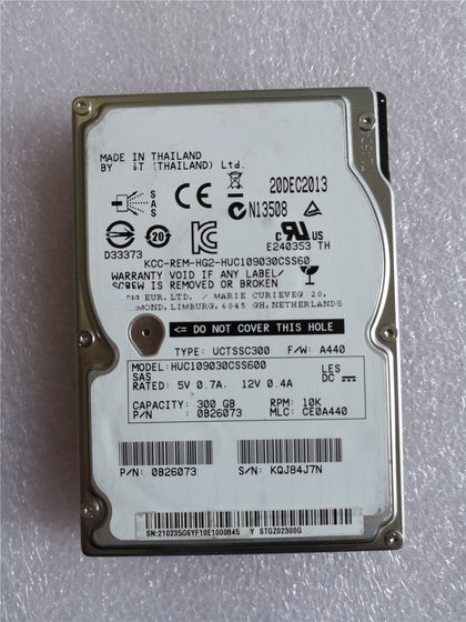 Hitachi 300G 10K SAS 2.5-inch HUC109030CSS600 0B26083 Server Hard Drive