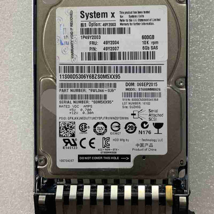 IBM 49Y2003 49Y2004 90Y8872 Hard Drive 600G 2.5 SAS X3650M3