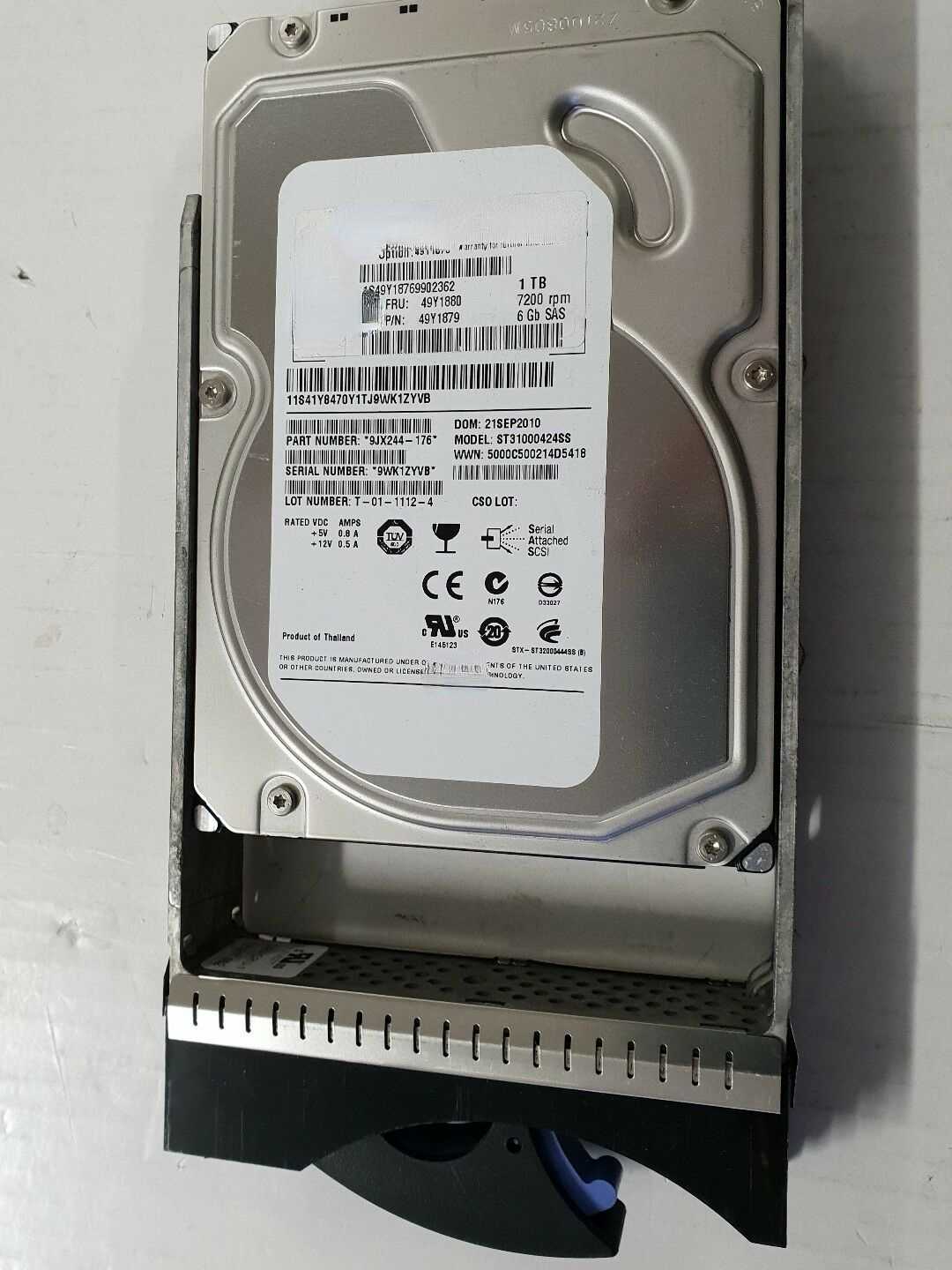 HDD For IBM 5165 49Y1876 49Y1880 HDD 1TB SAS 7.2K 3.5 DS3512