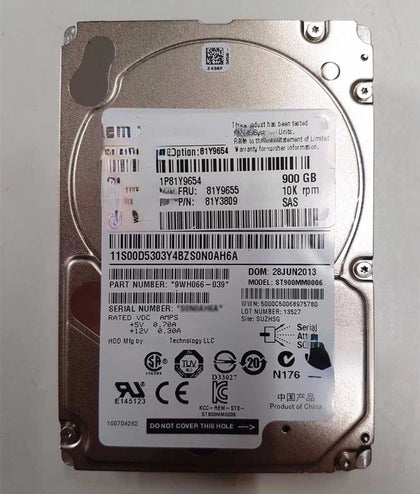 IBM 81Y9654 81Y9651 900G 10K SAS 2.5 Server Hard Drive X3650M3 M4 X5