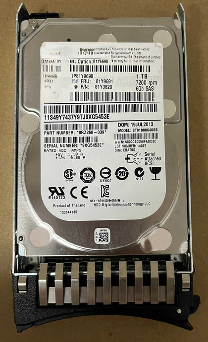 IBM 81Y9690 81Y9691 81Y3820 Server Hard Drive 1TB SAS 7.2K 6Gb 2.5