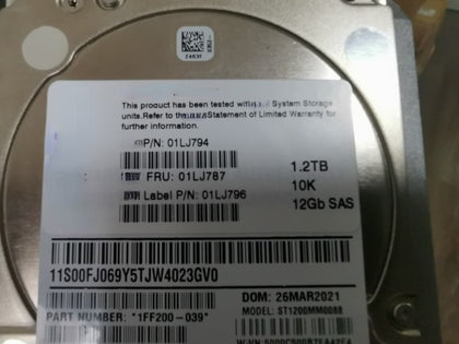 IBM V7000 Gen2 Storage Hard Drive 01LJ794 01LJ787 1.2T 2.5 SAS 12GB