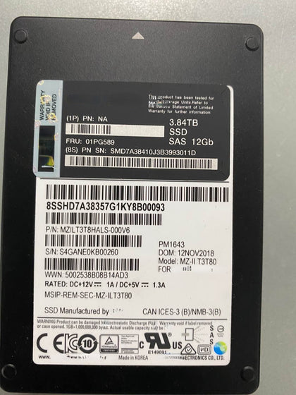 Lenovo 00NA671 00NA672 3. 84TB SSD SAS 2.5 Solid State Drive 3650M5