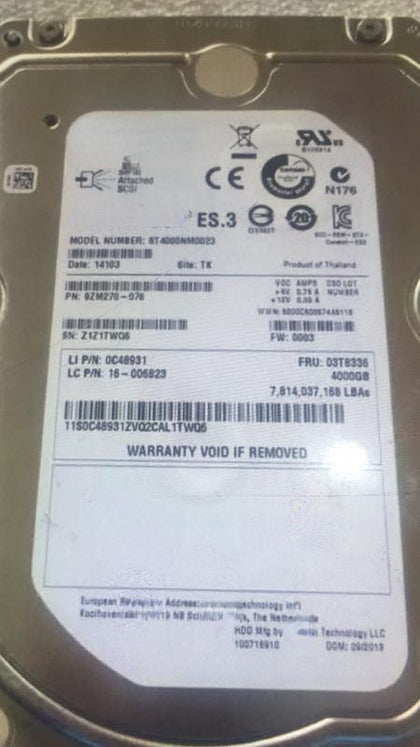 Lenovo 16006823 ST4000NM0023 3.5 7200 RPM SAS 6G 4TB Hard Drive 03T8336