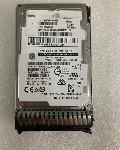Lenovo 600G 15K SAS 2.5 00WG666 00WG665 X3650 X3550M5 Server Hard Drive
