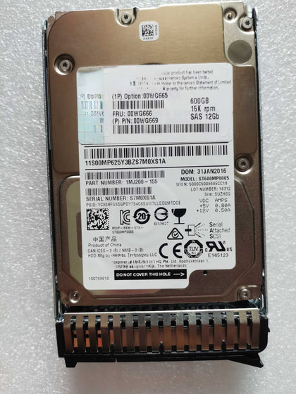 Lenovo IBM 00WG665 600GB 12G SAS Server Hard Drive 15K 2.5 X3650 M5