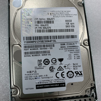 Lenovo IBM X3950X6 6241 x240 M5 9532 Hard Drive 900G 10K SAS 00AJ072