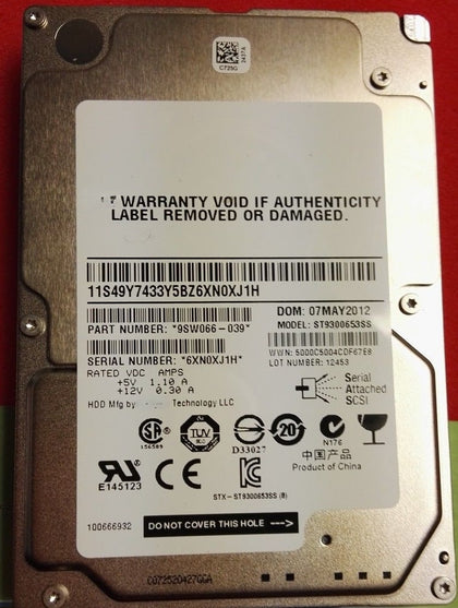 Lenovo SAS 300G 15K 6Gbps 03X3797 ST9300653SS 16005443 Hard Drive
