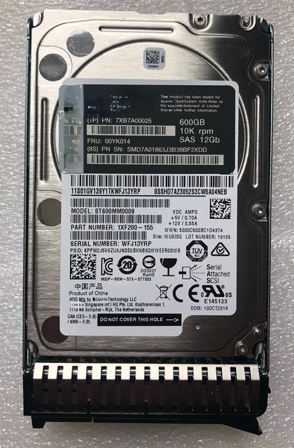 Lenovo SR530 SR550 SR570 SR630 Hard Drive 7XB7A00025 00YK014 600G 12Gb