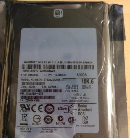 Lenovo ThinkServer 03X3616 Savvio 10K.6 Hard Drive ST600MM0006 600G 2.5