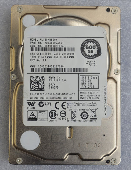 Lenovo Toshiba 600G 15K 2.5 SAS 16007356 03T8650 AL13SXB600N Hard Drive
