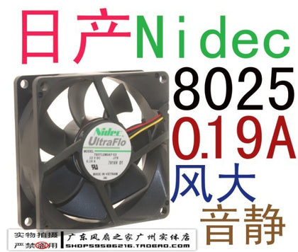 Nidec 8025 8 12v 0.19a hydraulic bearing tao cpu computer power fan-inewdeals.com