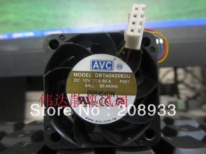 AVC 4020 12V 0.50A four-wire dual ball bearing fan of violence DBTA0420B2U-inewdeals.com