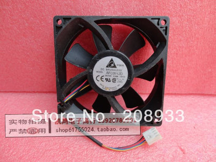 12V 0.46A 9225 9cm Delta AFC0912D, 4-wire chassis dual ball bearing cooling fan-inewdeals.com
