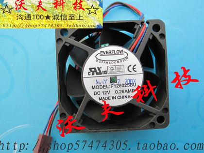 Everflow f126025bu 12v 0.26a 6 6025 dual ball 3 line temperature-controlled fan cooling fan-inewdeals.com