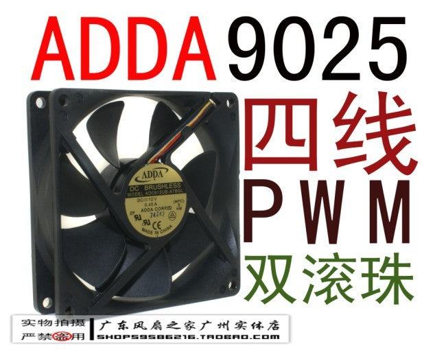 Adda 9025 9cm 12v 0.45a dual ball line pwm quiet fan isothermia cpu