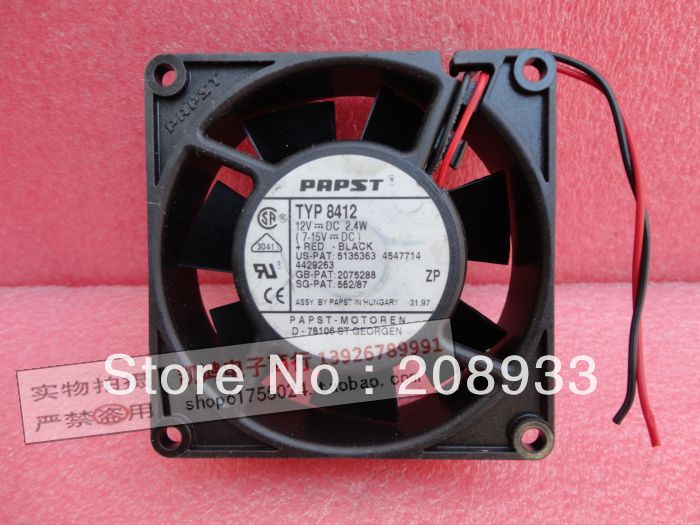 authentic German Papst TYP8412 8CM 8025 12V 2.4W dual ball bearing cooling fan