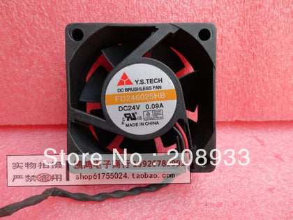 YSTECH FD246025HB 24V 0.09A 6025 6CM 2-lane two-ball drive fan cooling fan-inewdeals.com