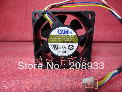 AVC DATA0625B8F 6CM 6025 48V 0.26A four-wire dual ball bearing cooling fan-inewdeals.com