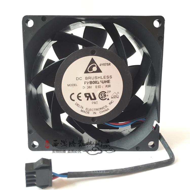 Delta PFB0824UHE 8038 24V 0.93A 80mm long * 80mm high * 38mm wide 4-wire PWM temperature control inverter fan