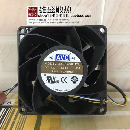 AVC 2B08038B12U 8038 12V 2.64A Four-Wire Temperature Control Speed Regulating Fan Max Airflow Rate Fan-inewdeals.com
