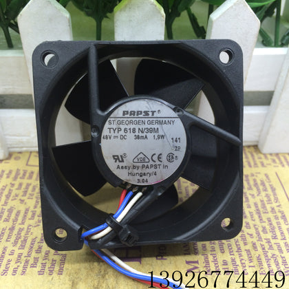 Papst 6025 Typ 618n/39m 1.9W Three-Wire Chassis 6 Centimeter 48V Inverter Cooling Fan-inewdeals.com