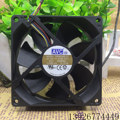 AVC Ds09225b12u 12v 0.70a 9cm 9025 4-Wire Double Ball Temperature Control PWM Fan-inewdeals.com