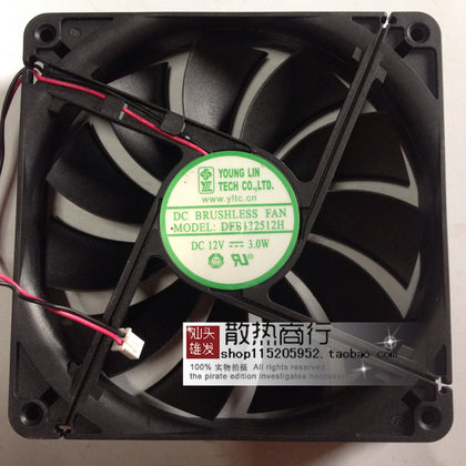 yong lin xing 13525 DFB132512H 12V 3.0W 2-Wire 13.5CM Chassis Cooling Fan-inewdeals.com