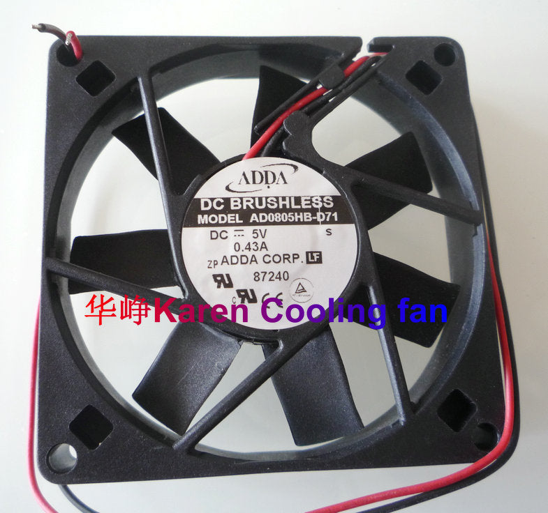 ADDA AD0805HB-D71 5V 0.43A 80 * 80 * 15MM chassis power quiet fan