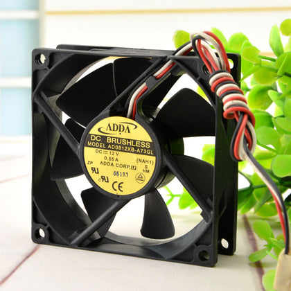ADDA AD0812XB-A73GL 12V 0.55A 8025 8CM 3-wire Chassis Cooling Fan - inewdeals.com