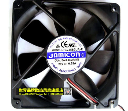JAMICON JF1225B2UA-R 24V 0.28A 12025 120 * 120 * 25mm 12CM dual ball bearing fan drive 3-wire - inewdeals.com