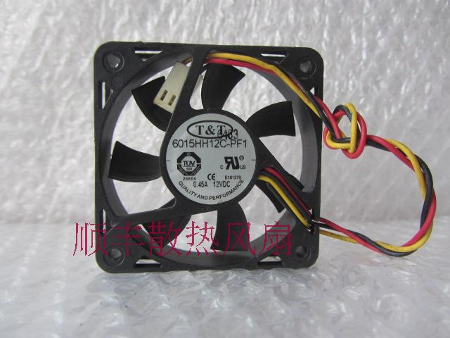 T&T 6015 DC12V 0.45A 6015HH12C-PF1 three wire cooling fan