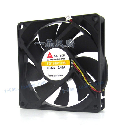 YSTECH 8015 8cm FD128015EB 12V 0.46A 80 * 80 * 15mm 3-line fan - inewdeals.com