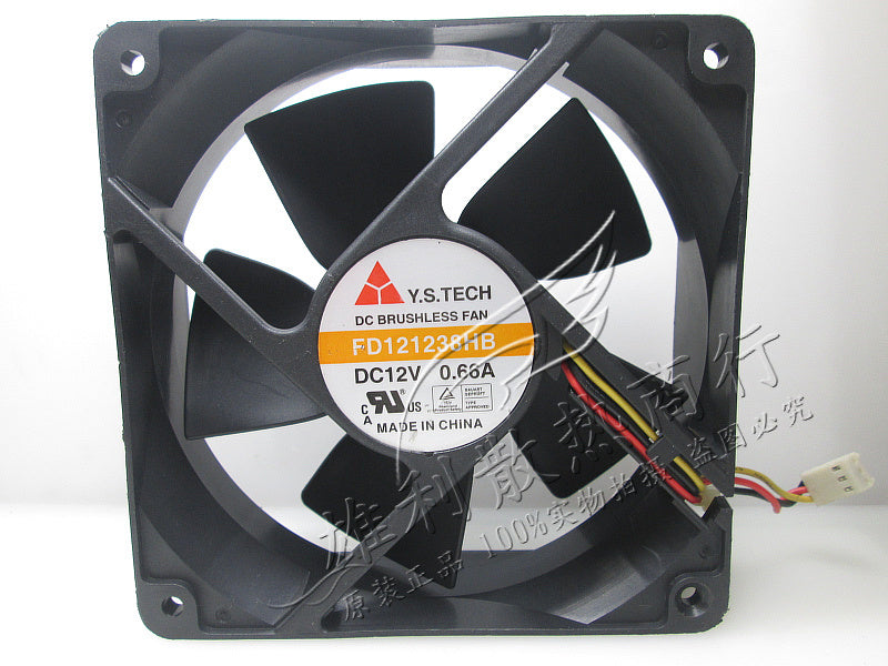 YSTECH FD121238HB 12038 12A 0.66A 120 * 120 * 38mm 3-line chassis cooling fan