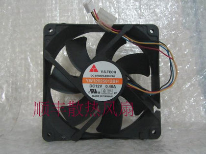 YSTECH YW12025012BH 12025 12V 0.46A 12CM 4 wire PWM temperature control cooling fan - inewdeals.com